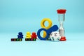 Board game components: Colorful letter cubes\