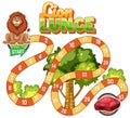 Board game design with lion and tree Royalty Free Stock Photo