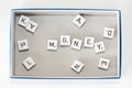 Board game dice spelling out Royalty Free Stock Photo