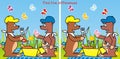 Board game, find five differences, two bears and picnic basket, eps. Royalty Free Stock Photo