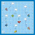 Board game, funny birds and clouds, vector icon