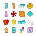 Board game icons in hand drawn cartoon style. Vector illustration. Royalty Free Stock Photo