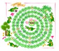 Board game for little children with a dice. Adventures of funny crocodiles. Printable page for baby book. Developing counting