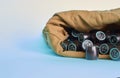 Board game. Lotto. Bag with barrels Royalty Free Stock Photo
