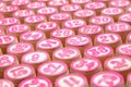 Board game lotto or bingo. Wooden lotto barrels with numbers, close-up. Vintage Game.