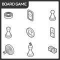 Board game outline isometric icons Royalty Free Stock Photo