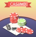 Casino Board Games Isometric Composition Royalty Free Stock Photo