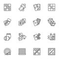 Board games line icons set