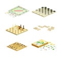 Board games set. Chess, puzzle, domino, checkers, go recreational and competitive game vector illustration Royalty Free Stock Photo