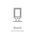 board icon vector from out of home media collection. Thin line board outline icon vector illustration. Outline, thin line board