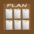 Board with leaves for the labels. Work plan. Information board. Royalty Free Stock Photo