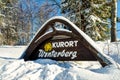 Board with lettering Kurort Winterberg healt spa Winterberg. Hochsauerland district Royalty Free Stock Photo