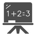 Board with math example solid icon, school concept, blackboard sign on white background, mathematics lesson icon in Royalty Free Stock Photo