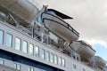 Board of the passenger ship, view of boats.