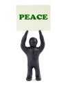 Board Peace. A man with a poster peace. Peaceful protesters. Figurine with a poster.