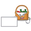 With board picnic basket character cartoon