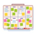 Board for planning with different tasks, written on colored papers