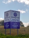 A board showing the next home match for Shrewsbury Town FC in Shrewsbury, Shropshire