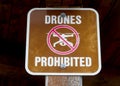 Board showing sign of Drones prohibited at National park Royalty Free Stock Photo