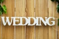 Board sign newlywed, wedding, marriage. pointing for wedding ceremony location. Royalty Free Stock Photo
