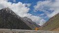 Board sign with snow mountain range in northern of  India Royalty Free Stock Photo