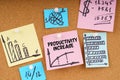 On the board are stickers with graphs and diagrams and the inscription - Productivity Increase