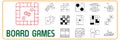 Board and table game linear icons set. Vector fun symbols. Activity Royalty Free Stock Photo