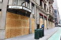 Boarded retail stores in Manhattan New York