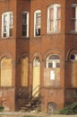 Boarded up abandoned brick building, Washington D.C. Royalty Free Stock Photo