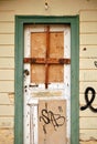 Boarded up door