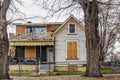 Boarded Up Two Story Home In Winter Royalty Free Stock Photo