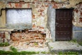 Boarded up window and old door Royalty Free Stock Photo