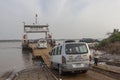 Boarding ferry on Mekong river