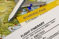 Boarding pass and flight itinerary Royalty Free Stock Photo