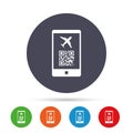 Boarding pass flight sign icon. Airport ticket.