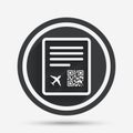 Boarding pass flight sign icon. Airport ticket. Royalty Free Stock Photo