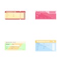 Boarding pass icons set cartoon vector. Airline ticket for traveling by plane Royalty Free Stock Photo