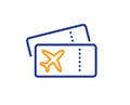 Boarding pass line icon. Airplane tickets sign. Vector