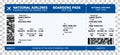 Boarding pass template with sample text and qr code. Air travel concept for travel design or business meetings. Vector paper