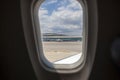 Boarding terminal seen from aircarft window Royalty Free Stock Photo