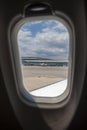 Boarding terminal seen from aircarft window Royalty Free Stock Photo