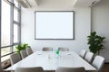 Boardroom meeting empty screen office interior table blank business room board Royalty Free Stock Photo