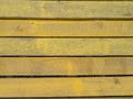 Boards painted yellow. Wood background. Wall made of natural material. Shabby surface