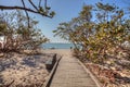 Boardwalk across the white sand beach of Delnor-Wiggins Pass Sta Royalty Free Stock Photo