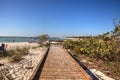 Boardwalk across the white sand beach of Delnor-Wiggins Pass Sta Royalty Free Stock Photo