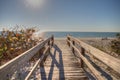 Boardwalk across the white sand beach of Delnor-Wiggins Pass Sta Royalty Free Stock Photo