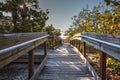 Boardwalk across the white sand beach of Delnor-Wiggins Pass Sta Royalty Free Stock Photo