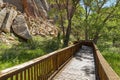 The boardwalk at the base of the canyon near the petroglyphs at Capitol Reef National Park, Utah, USA Royalty Free Stock Photo