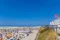 Boardwalk and beach at the coast of Borkum Royalty Free Stock Photo