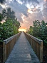 Boardwalk Bridge leading to the beach during sunset in Marco Island in Florida Royalty Free Stock Photo